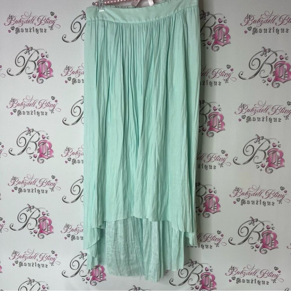 Talula skirt aritzia Mint blue green pleats High-Low Skirt flowy comfy